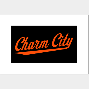 Baltimore 'Charm City' Baseball Script Fan T-Shirt: Showcase Your Love for Baseball with Iconic Baltimore Flair! Posters and Art